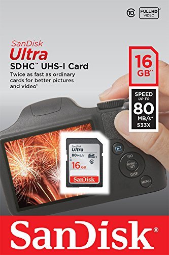 SanDisk Ultra 16GB SDHC bis zu 80 MB/Sek, Class 10 Speicherkarte FFP - 
